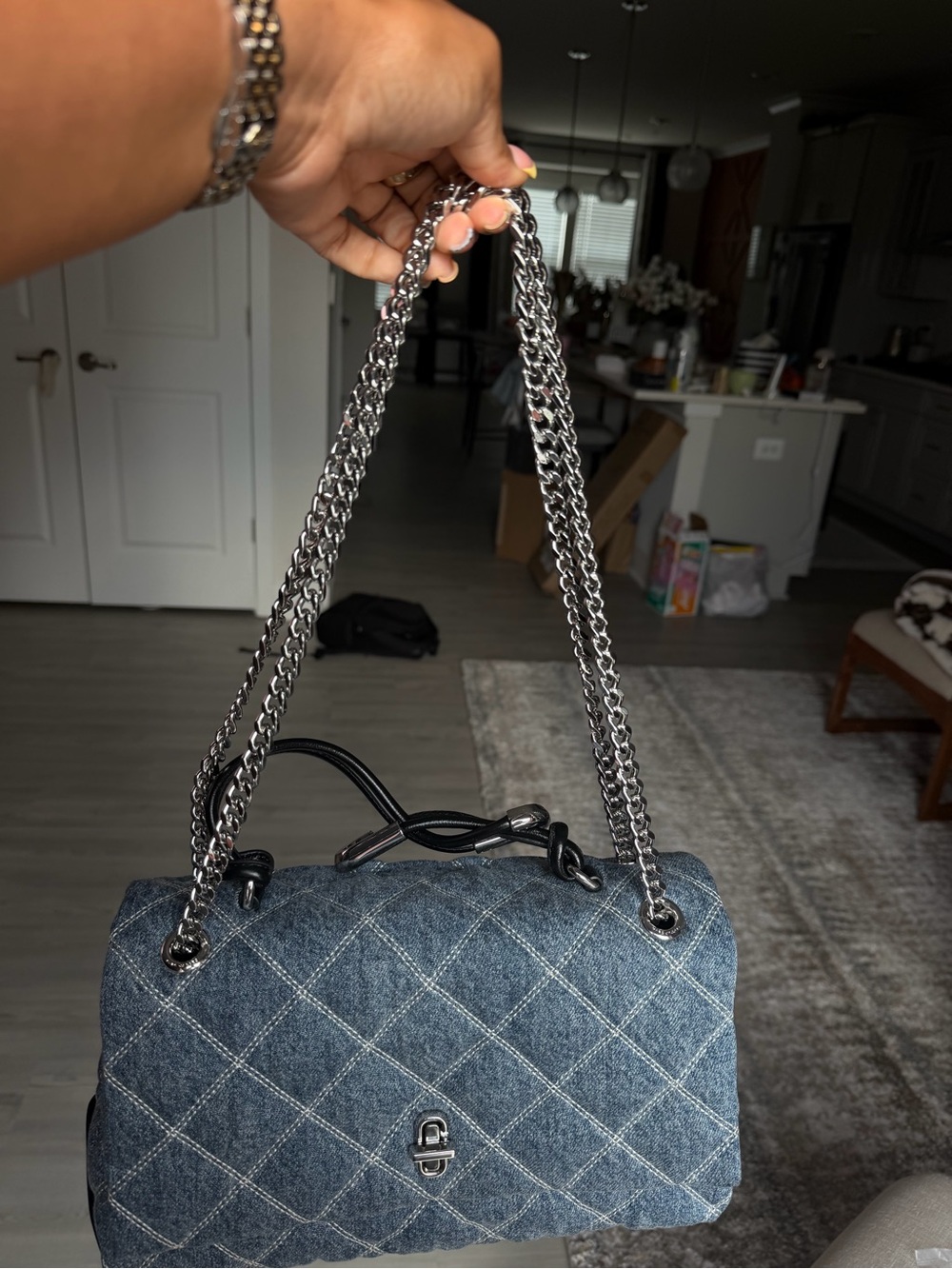 Marc Jacobs Quilted Denim Dual Shoulder Bag - Picture 4 of 9